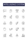 Intelligence system line vector icons and signs. Machine-Learning, Expert-Systems, Neural-Networks, Big-Data, Pattern