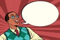 Intelligent African with glasses says comic bubble Royalty Free Stock Photo