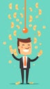 Smiling Businessman with Creative Idea Concept Above the Head - Successful Entrepreneur in Office