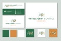 Intelligent control logo design with editable slogan. Branding book and business card template.