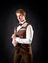 An intelligent gentleman in the Victorian style. Vintage retro Royalty Free Stock Photo