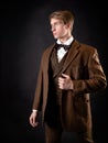 An intelligent gentleman in the Victorian style. Vintage retro Royalty Free Stock Photo