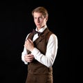 An intelligent gentleman in the Victorian style. Vintage retro Royalty Free Stock Photo