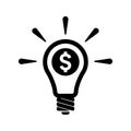 Intelligent, idea, dollar icon. Black vector graphics