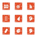 Intelligent painting icons set, grunge style Royalty Free Stock Photo