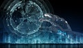 Intelligent robot cyborg using digital globe interface 3D rendering