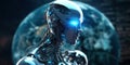 Intelligent Robotics Robot AI with Earth Depicting Technology Security and Machine Learning