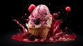 Intense Atmosphere: Dark Magenta Ice Cream Cone With Berries