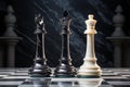 Intense Battle: Black Knight vs. White Bishop on Luxurious Chessboard