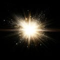 Intense Bright Light Shining on Black Background Royalty Free Stock Photo