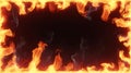 Intense Burning Fire Frame with Smoke on Black Background Royalty Free Stock Photo