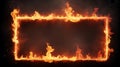 : Intense Burning Fire Frame with Smoke on Black Background Royalty Free Stock Photo