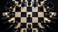 Intense Chess Battle: Kings, Pawns, and Queens in Captivating Overhead Shot Royalty Free Stock Photo