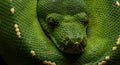 Intense close-up of a coiled Green Tree Python Royalty Free Stock Photo