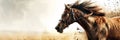 Intense close-up of a focused racehorse, with flying dirt from the racetrack, mid-race Royalty Free Stock Photo