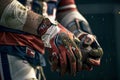 Intense Close-up of Football Player\'s Clenched Hands