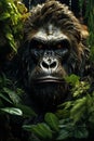 Mystic Jungle Gorilla Portrait. AI generation