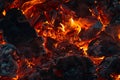 Intense Close-Up of Hot Coal Fire Royalty Free Stock Photo