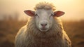 Intense Close-up: A Sheep In A Sunlit Field