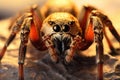 Intense close-up shot of a spider, capturing the essence of arachnophobia with its foreboding presence