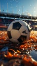 Intense close-up, soccer ball meets net, victory echoes through the stadium