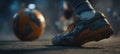 Dynamic Close-Up of Soccer Play with Ball and Sneakers in Action Royalty Free Stock Photo