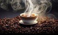 Intense Coffee: Steaming Cup and Beans that Tell the Story of the Perfect Aroma...Taste and Energy with a Cup of Steaming Coffee