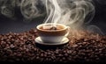 Intense Coffee: Steaming Cup and Beans that Tell the Story of the Perfect Aroma...Taste and Energy with a Cup of Steaming Coffee