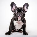 Intense Color French Bulldog Puppy With Black Ears - Studio Shot On White Background