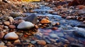 Intense Color Landscape Photography: Stream With River Stones In Fall Time