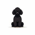 Intense Color Saturation: Cartoon Black Poodle With Long Tail