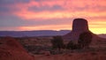 Intense Color Sunset Monument Valley Buttes Utah Arizona Border