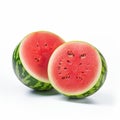 Intense Color Watermelon Halves On White Background Royalty Free Stock Photo