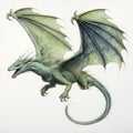 Intense Coloration: Green Dragon In Flight - Detailed Character Illustration