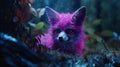 Intense Coloration: Pink Fox In Unreal Engine 5 Rain
