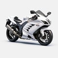 Intense Coloration: White Motorcycle On Clean Background