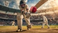 Intense Cricket Game: Close-Up of Batsman Hitting a Fast Ball Royalty Free Stock Photo