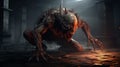 Intense Demon Monster In Death Strike Pose - Dark And Gritty Cryengine Art