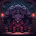 Intense Demon Vs Giant Monster: Snes Jrpg Boss Art
