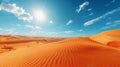 Intense desert landscape with sand dunes, mirage, and heat haze under the scorching sun Royalty Free Stock Photo