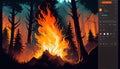 Intense Digital Painting of a Forest Fire, Made with Generative AI