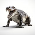 Intense And Dramatic 3d Render Of Alligator On White Background