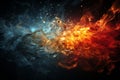 Intense duality, Fire and water coexist on black background Royalty Free Stock Photo
