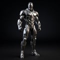 Intense And Dynamic 3d Render Of Silver Armor Stance