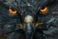 Intense Eagle with Fiery Eyes Digital Artwork Majestic Bird of Prey with Vivid Orange Gaze Amidst Dark Background Royalty Free Stock Photo