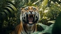 Intense Emotion: Hyperrealistic Tiger In Vibrant Forest