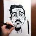 Intense Emotional Cartoon Character Drawing For Sale