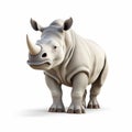 Intense Emotional Expression: 3d Rhino On White Background