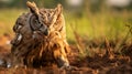 Intense Energy: Cryptid Academia Owl In Twisted Muddy Field Royalty Free Stock Photo