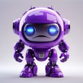 Intense Expressions: Small Purple Robot 3d Render Illustration